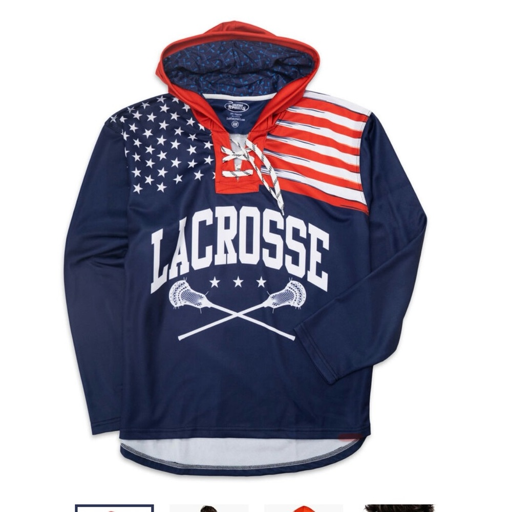 Guys Lacrosse Gameday Hoodie - Patriotic Lacrosse
